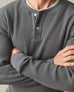 Men's Waffle Long Sleeve Henley - Dark Charcoal